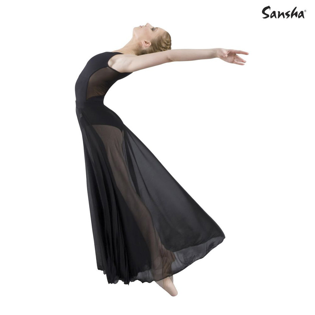 Fousta Mpaletou Gynaikeia Sansha Misti2 Long Pull On Skirt Black MelizDanceShop