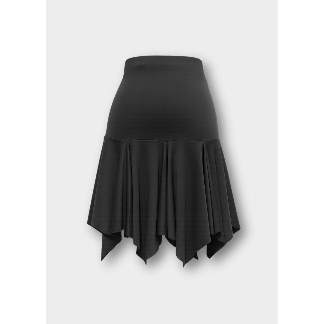 Fousta Xorou Latin Ptractice Gynaikeia GrandPrix Quincy Latin Practice Skirt Black Back MelizDanceShop