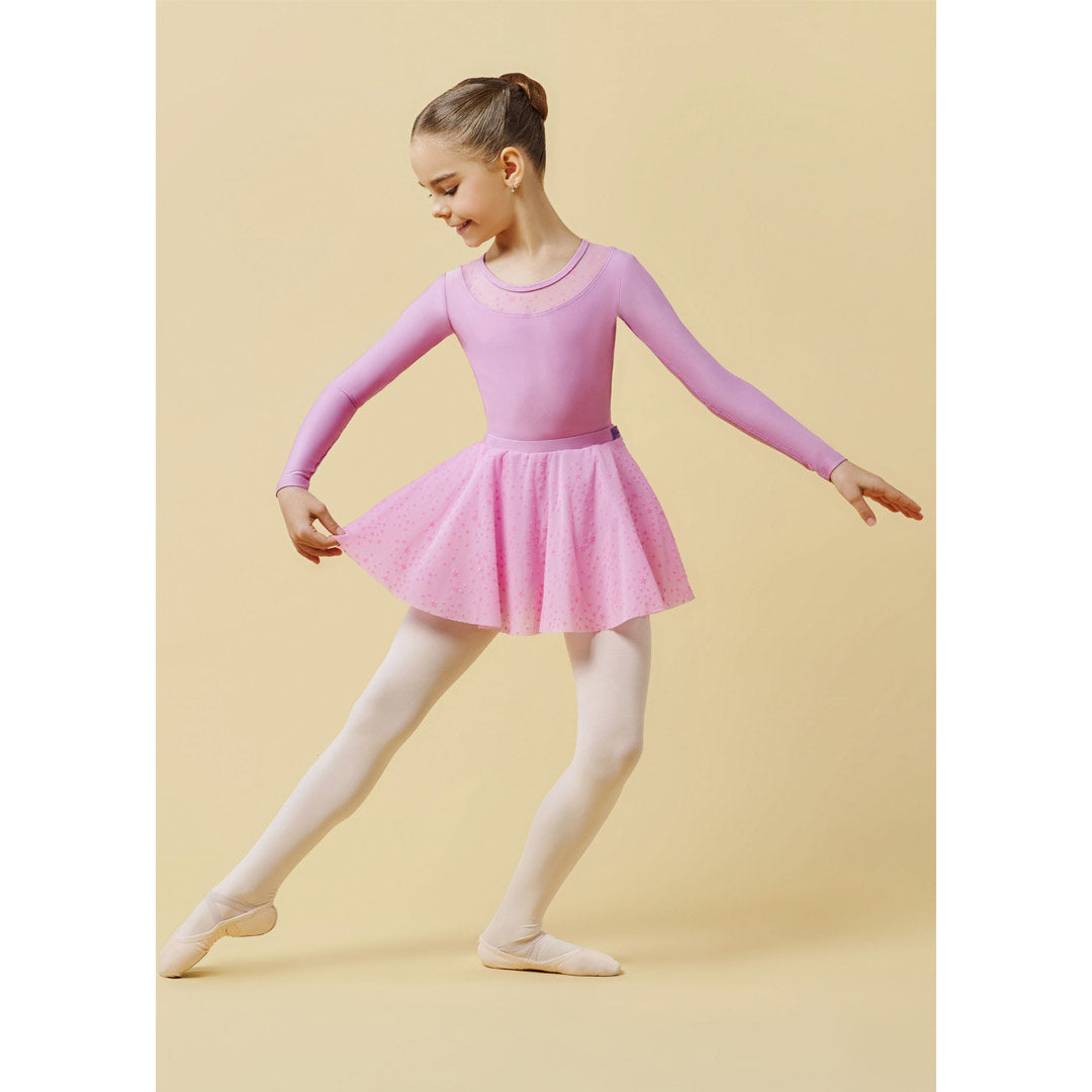 Fousta Xorou Mpaletou Paidiki GrandPrix Dash Flocked Mesh Tulle Lavende MelizDanceShop