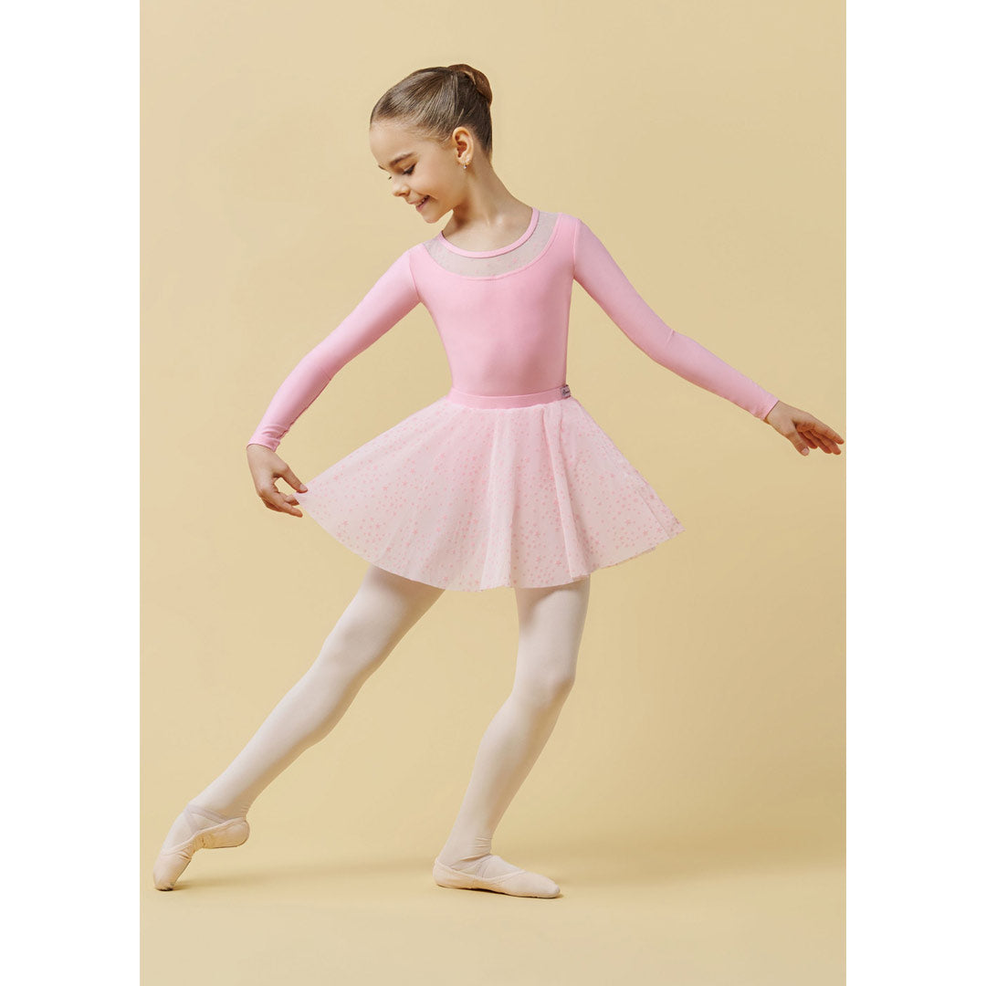 Fousta Xorou Mpaletou Paidiki GrandPrix Dash Flocked Mesh Tulle Orchid MelizDanceShop