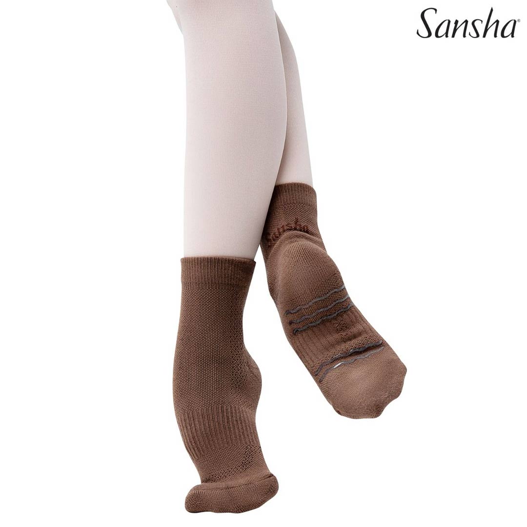 Kaltses Xorou Yoga Sansha Low Cut Dance Socks 63BA1001LC Dark Tan MelizDanceShop