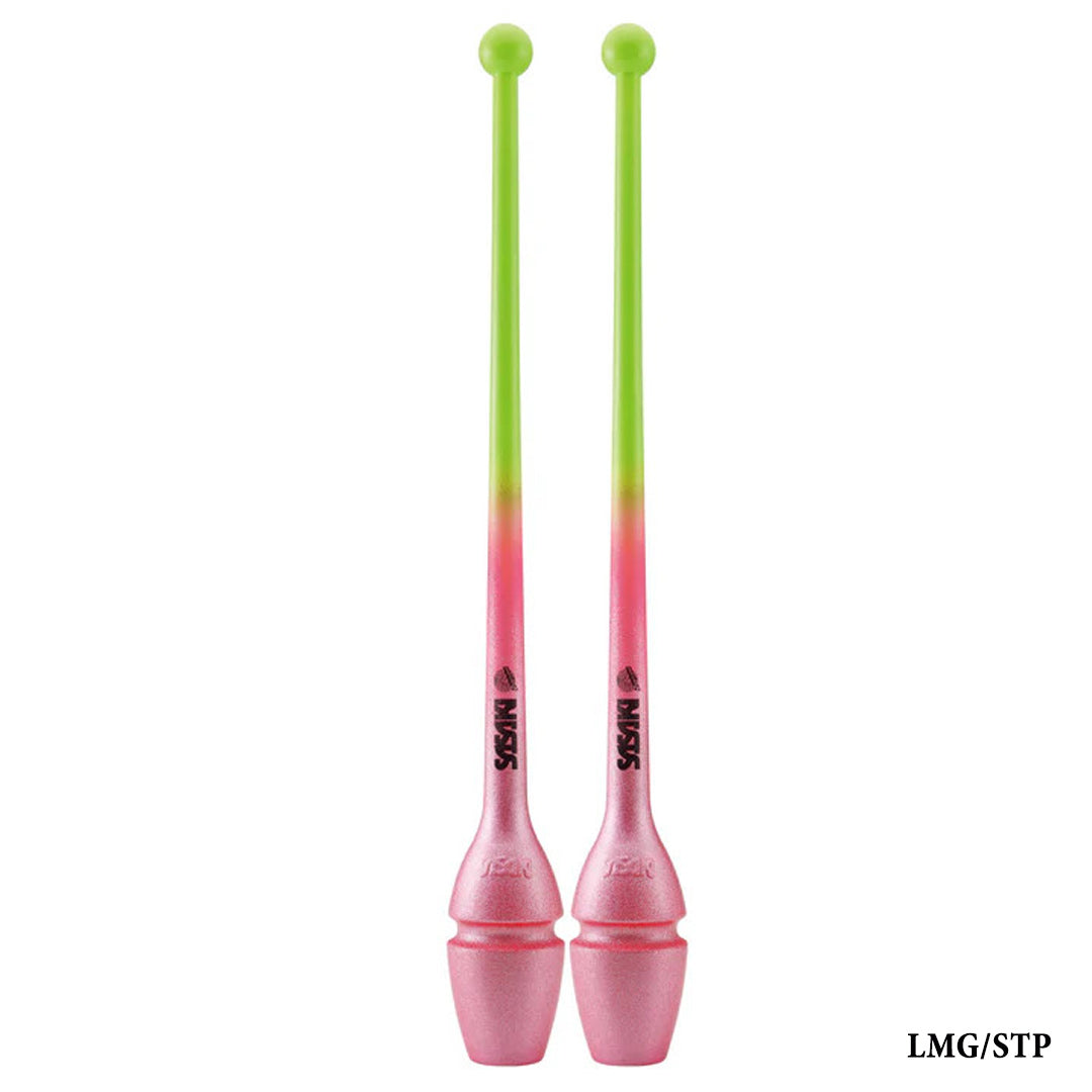 Korines ythmikis Gymnastikis Agonistikes Sasaki M0-34GH-F 40,5cm Aurora Gradation Clubs Glitter LMG-STP Luminus Green Strawberry Pink MelizDanceShop