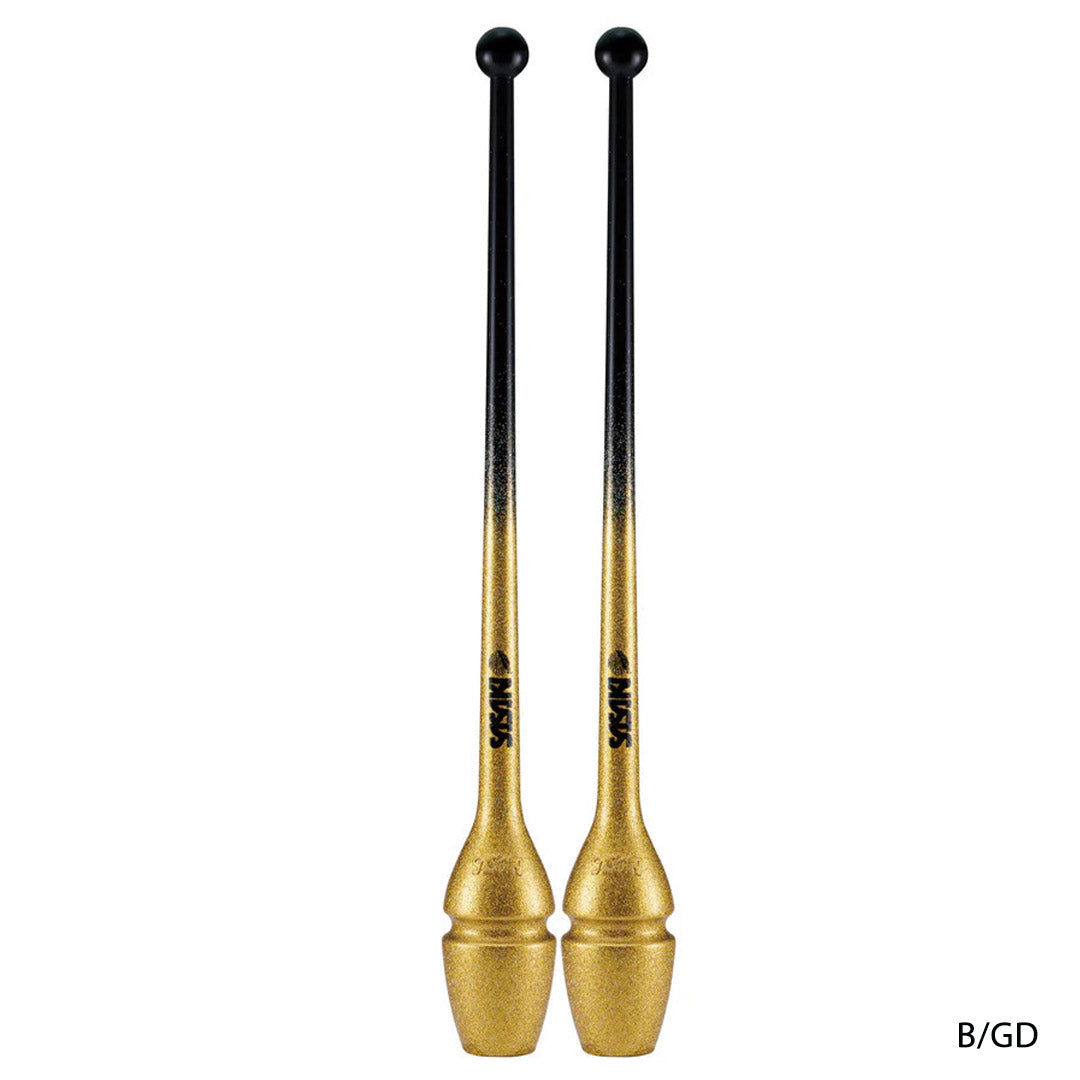 Korines Rithmikis Gymnastikis Agonistikes Sasaki M-34JKGH-F 44cm FIG Twinkle Gradation Clubs Glitter B-GD Black Gold MelizDanceShop