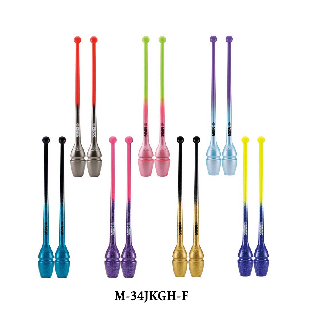 Korines Rhythmikis Gymnastikis Agonistikes Sasaki M-34JKGH-F 40,5cm FIG Garadtion Rhythmikc Gymnastics Rubber Clubs Glitter Color Chart MelizDanceShop