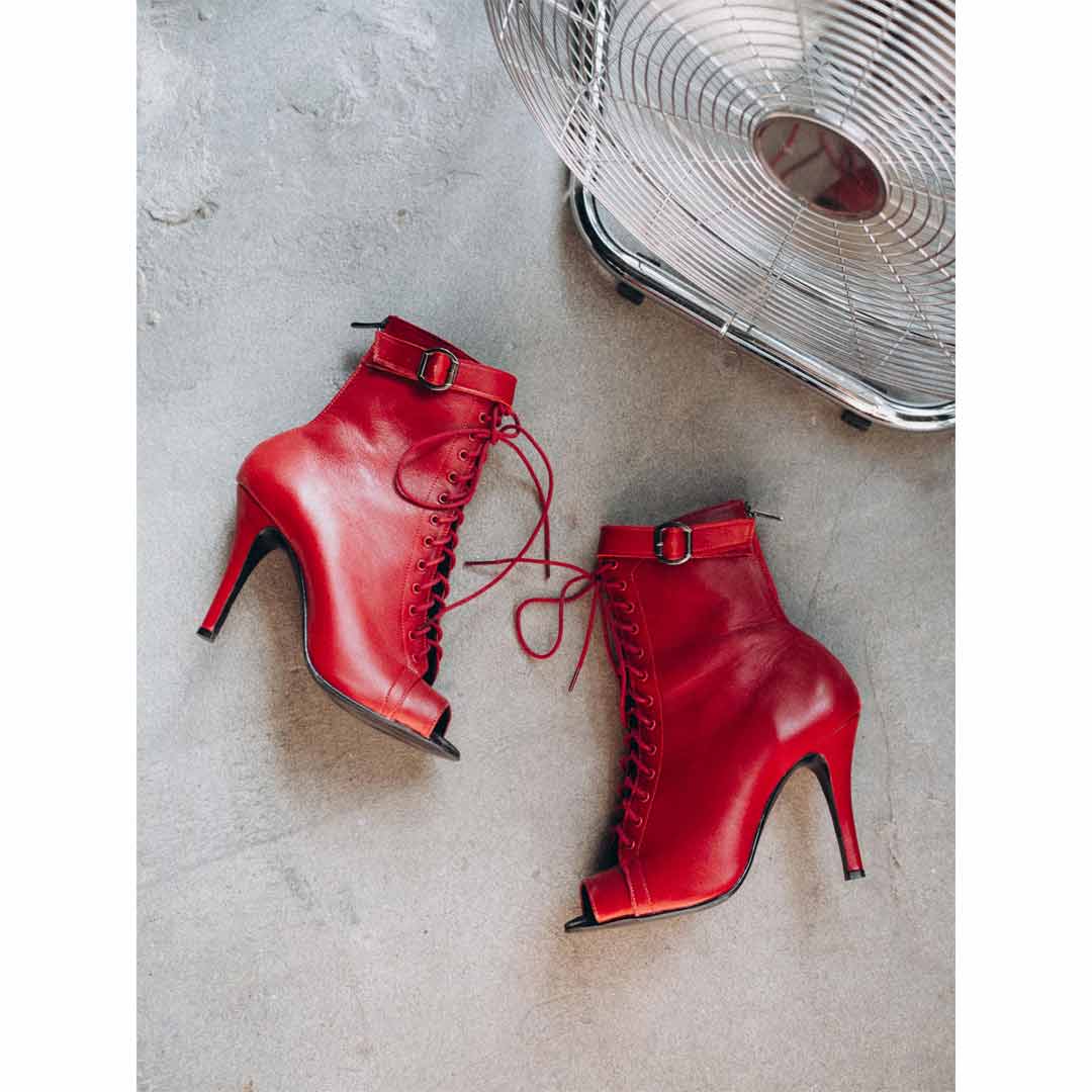Mpotakia Xorou High Heels Akces Julia Dance Boots Heels Leather Cherry Floor MelizDanceShop