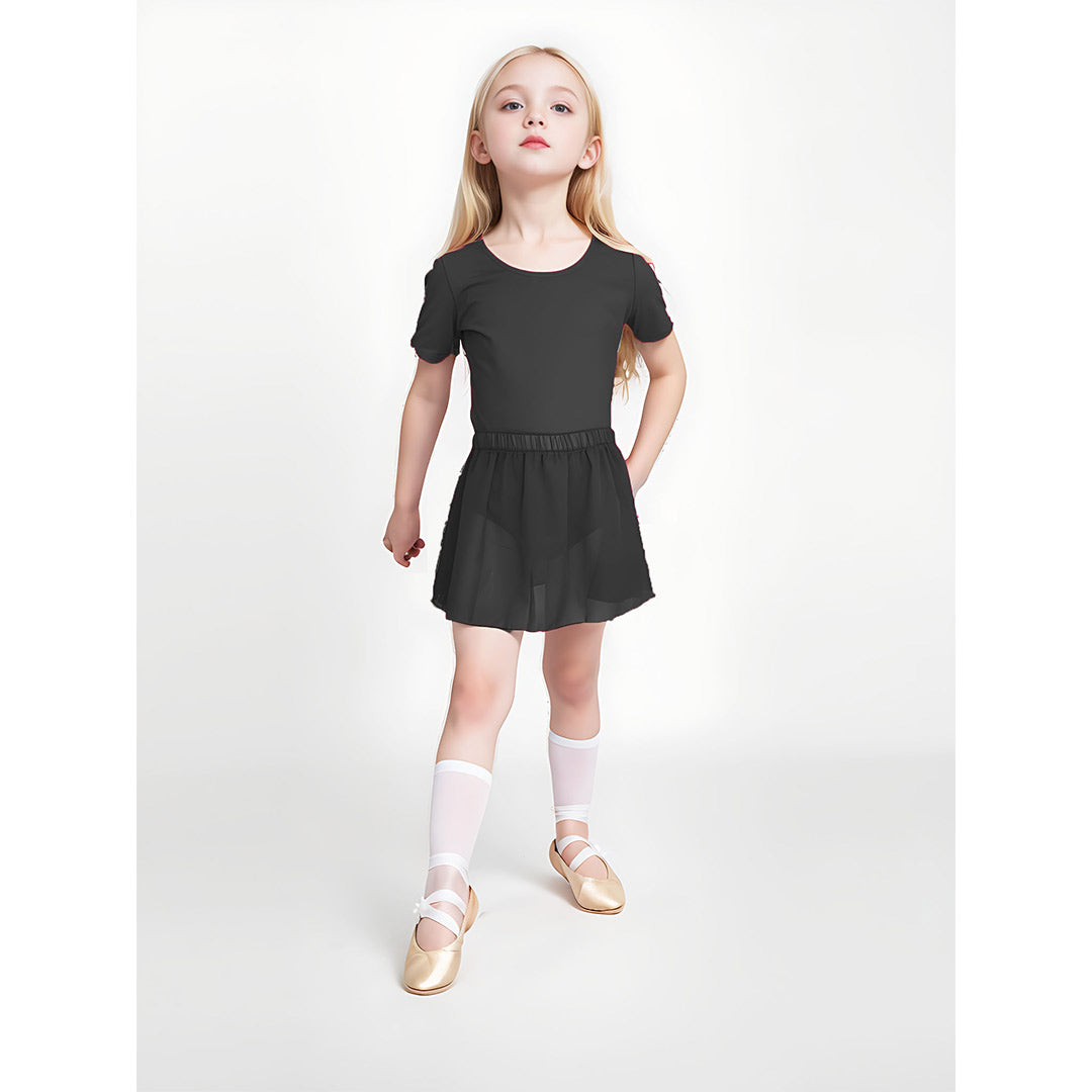 Paidiki Fousta Mpaletou Georgette GradBallet Pull On Georgette Skirt Black MelizDanceShop