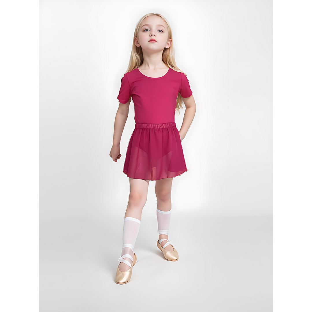 Paidiki Fousta Mpaletou Georgette GradBallet Pull On Georgette Skirt Fuchsia MelizDanceShop
