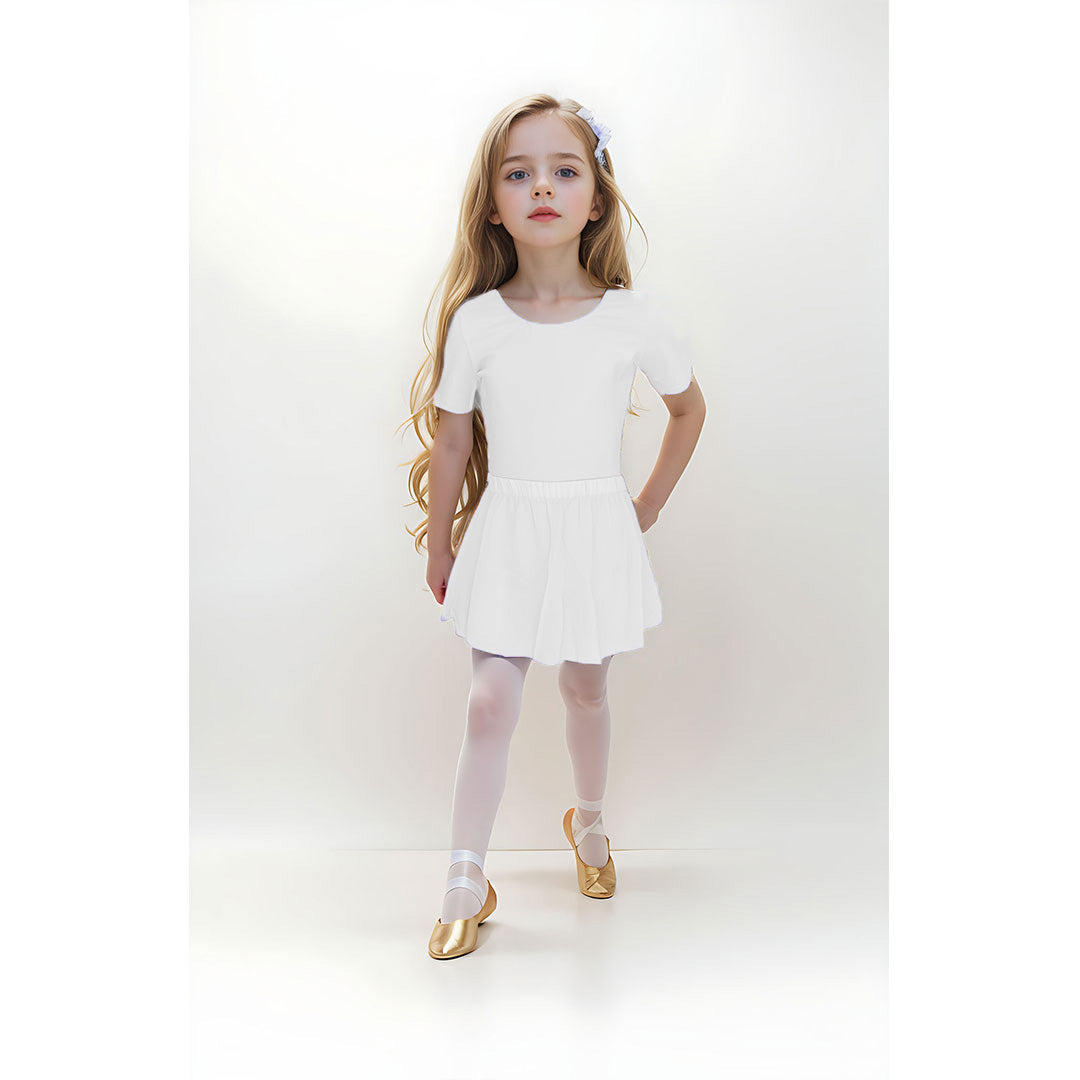 Paidiki Fousta Mpaletou Mouselina GradBallet Georgette Chiffon Skirt White MelizDanceShop