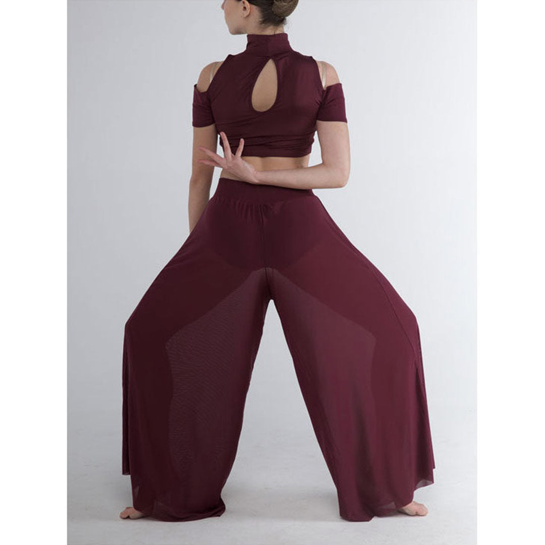 Pantelona Xorou Gynaikeia Pridance 295 Mesh Contamporary Dance Trousers Porpora MelizDanceShop