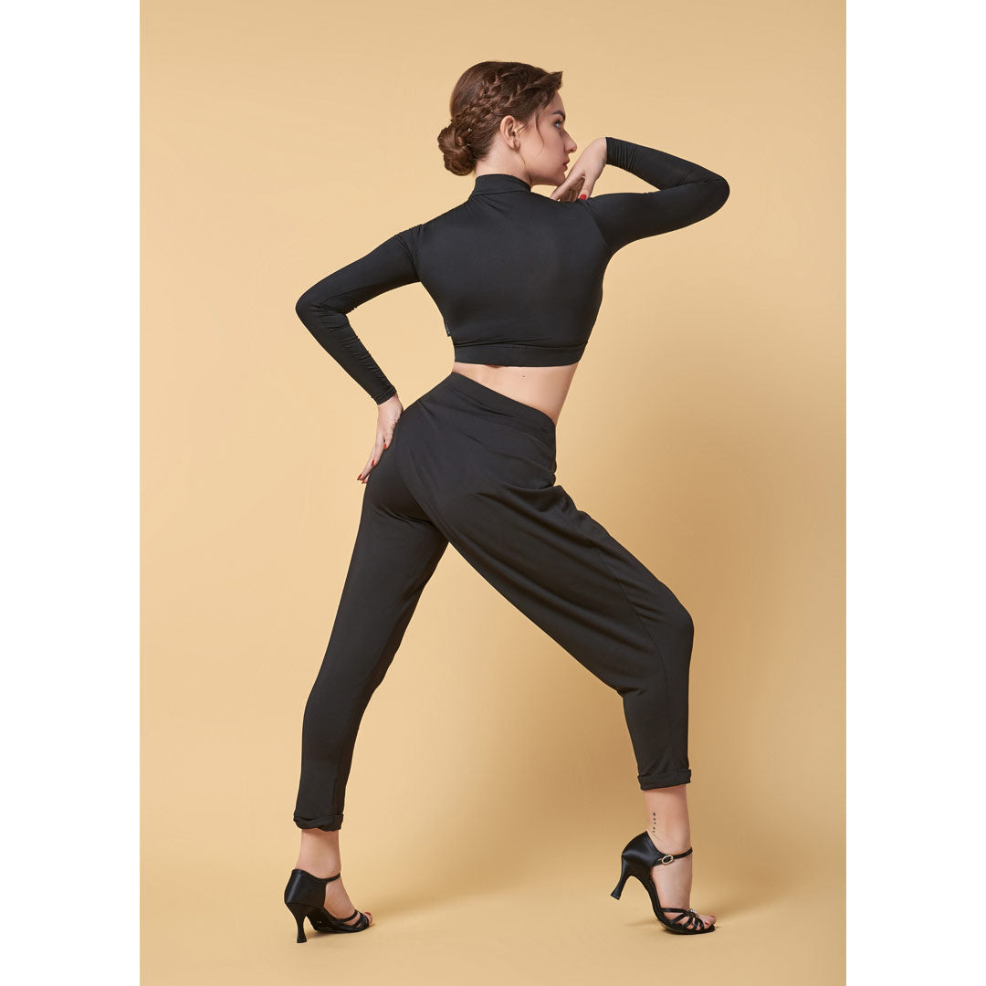 Panteloni Xorou Latin Gynaikeio GrandPrix Lori Pants Black Back MelizDanceShop