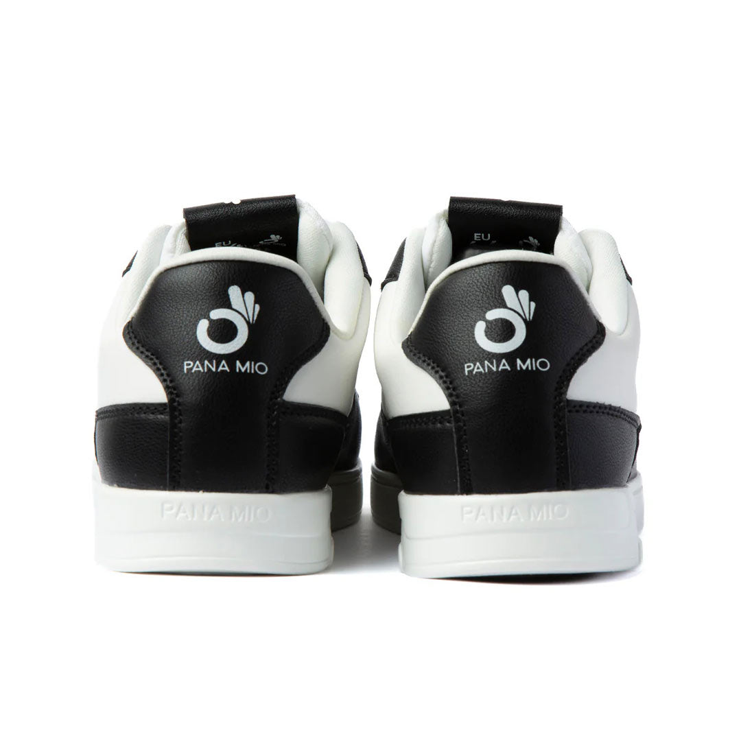 Papoutsia Xorou Athlitika Pana Mio Panta Low Top Street Sole Black and White Pair Back MelizDanceShop