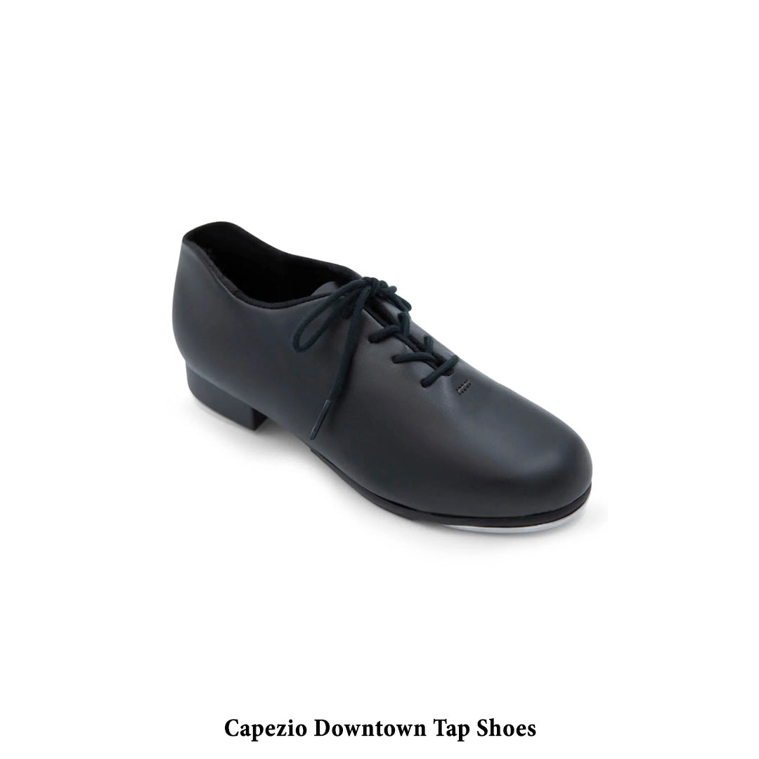 Papoutsia Xorou Klaketes Capezio 473 Downtown Tap Shoes Black Profile MelizDanceShop