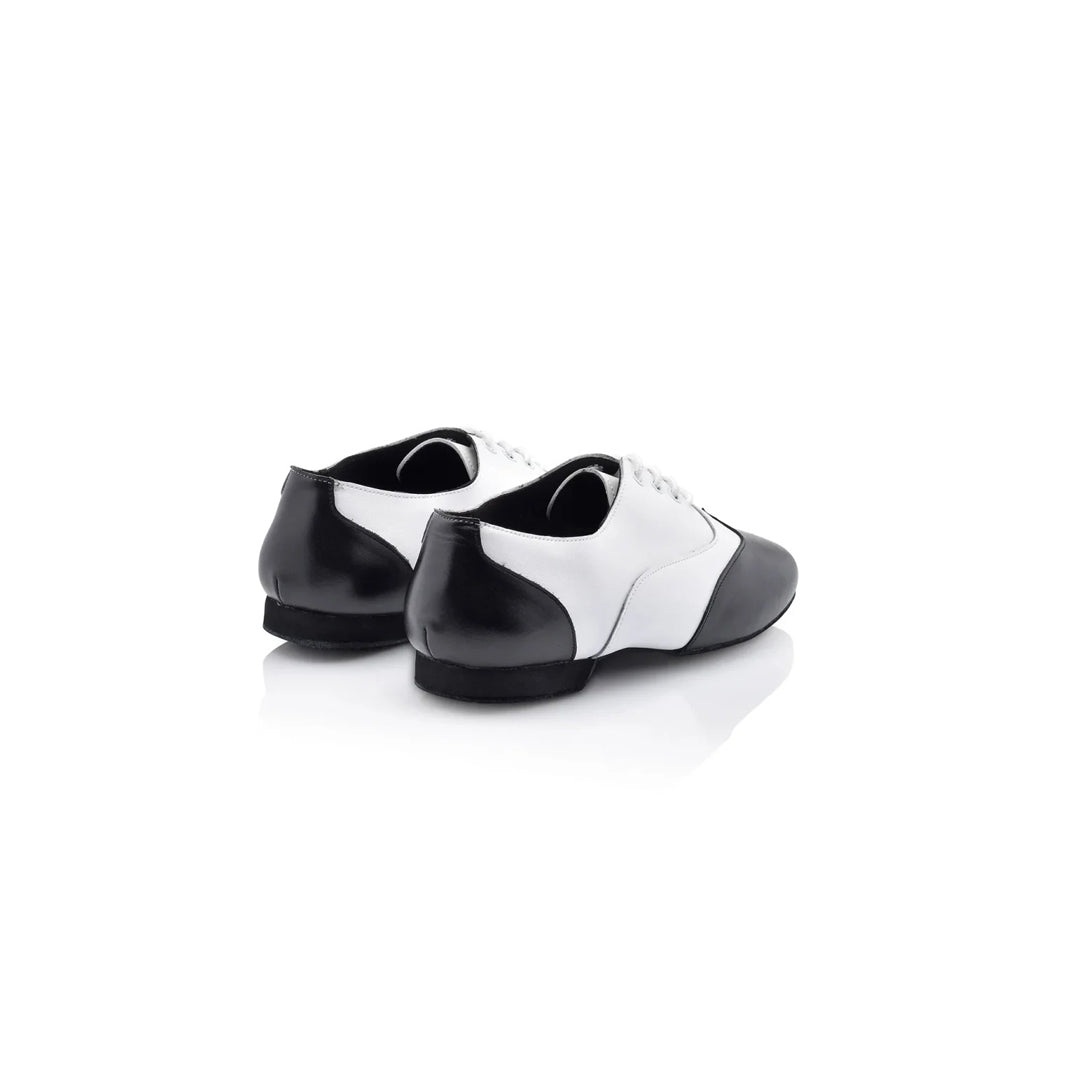 Papoutsia Xorou Oxford Jazz Unisex Dancin 4023-010-620 Lace-Ups White Black Leather Pair Profile MelizDanceShop