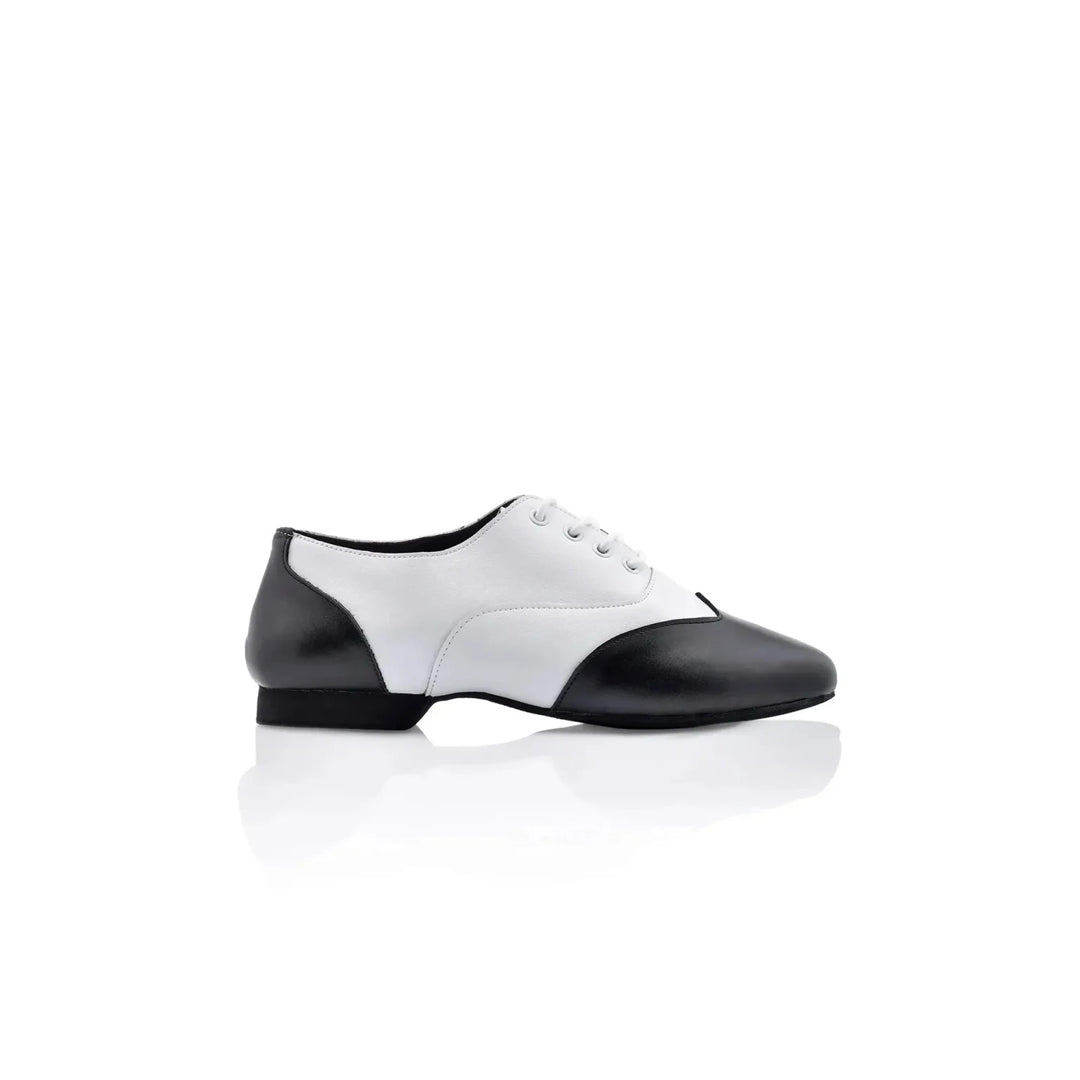 Papoutsia Xorou Oxford Jazz Unisex Dancin 4023-010-620 Lace-Ups White Black Leather Profile MelizDanceShop