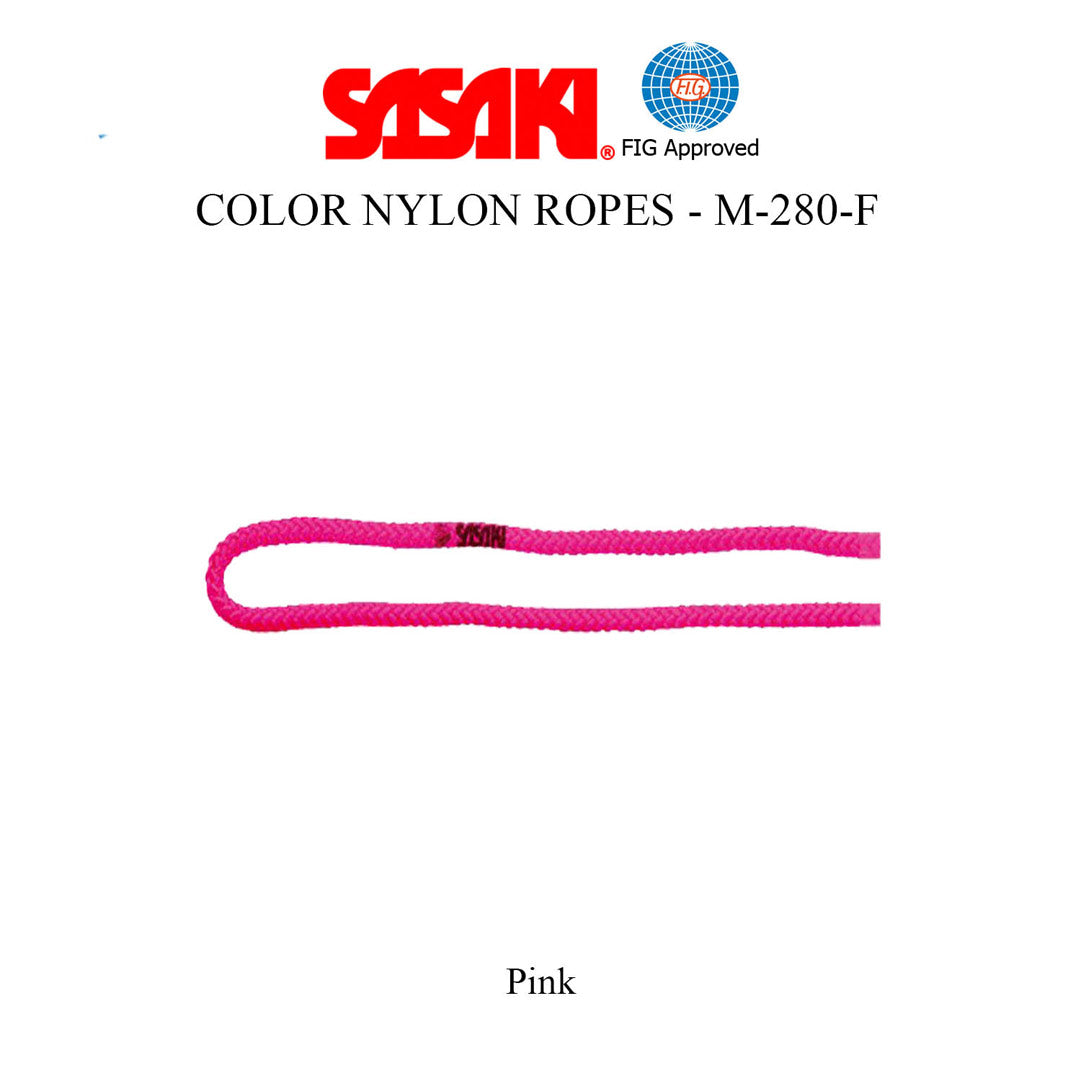 Sxoinaki Rythmikis Gymnastikis Monoxromo Agonistiko Sasaki M-280-F Colored Nylon Rope FIG P Pink MelizDanceShop