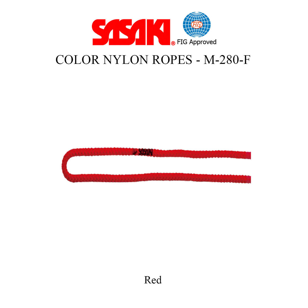 Sxoinaki Rythmikis Gymnastikis Monoxromo Agonistiko Sasaki M-280-F Colored Nylon Rope FIG R Red MelizDanceShop