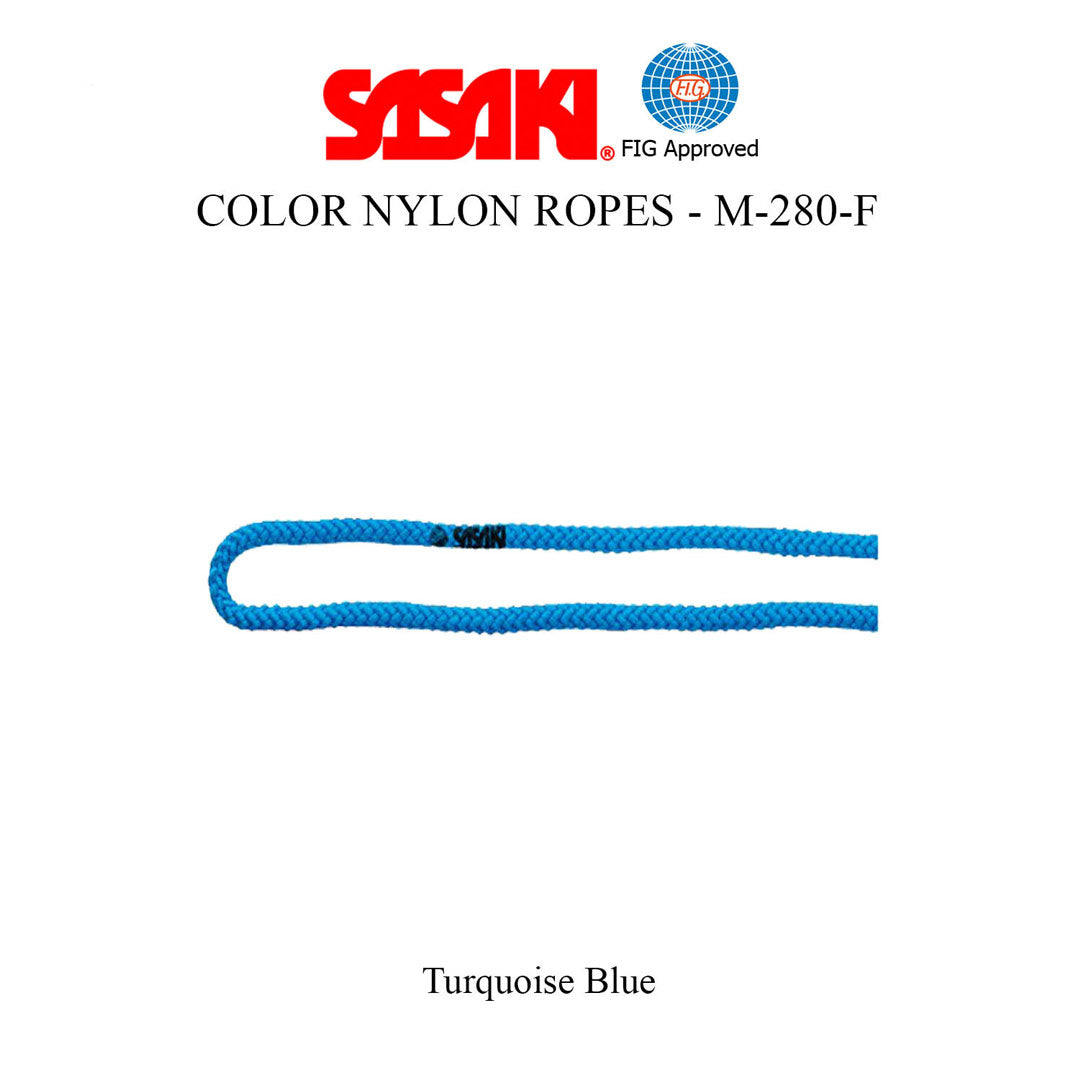Sxoinaki Rythmikis Gymnastikis Monoxromo Agonistiko Sasaki M-280-F Colored Nylon Rope FIG TQBU TurquoiseBlue MelizDanceShop