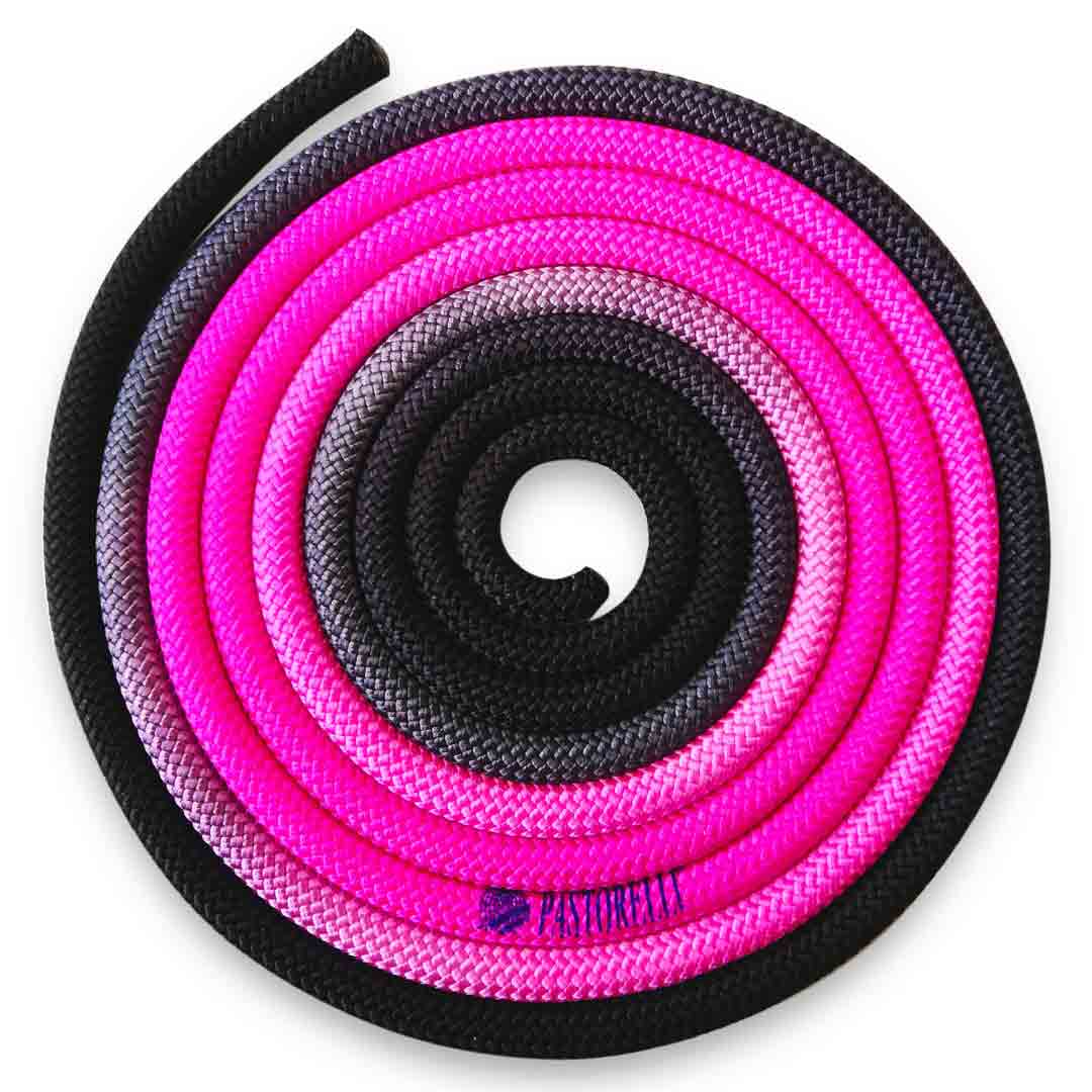 Sxoinaki Rythmikis Gymnastikis Polixromo Agonistiko Pastorelli New Orleans Multicolor Rope FIG 00100 Pink Black MelizDanceShop