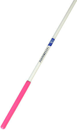 Mpagketa Rythmikis Gymnastikis Agonostiki Pastorelli White Ribbon Stick FIG 00400 Pink Grip MelizDanceShop