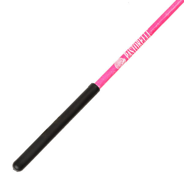 Ribbon Stick Mpagketa Kordelas Rythmikis Gymnastikis Agonistiki Pastorelli Glitter Stick FIG 00400 Glitter Fluo Pink Black Grip MelizDanceShop