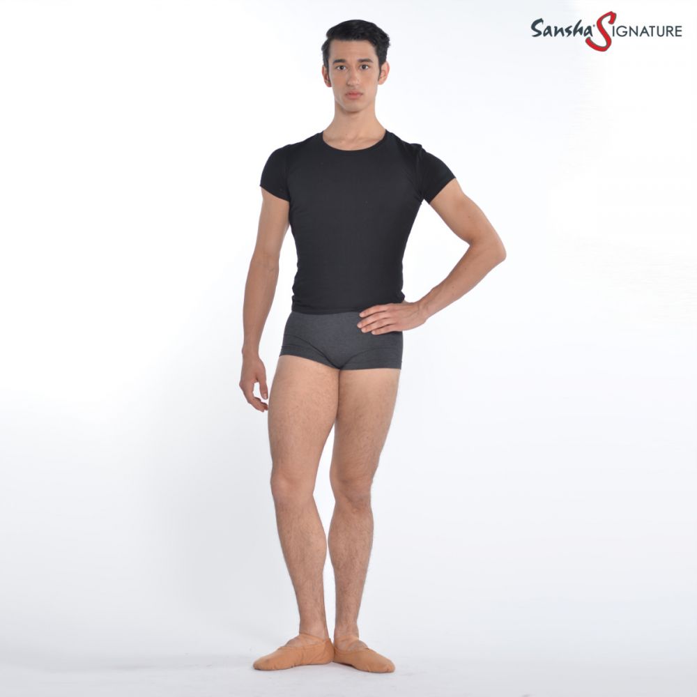 Andriki Mplouza T-Shirt Konto Maniki Sansha H3053C Cotton Lycra Black MelizDanceShop