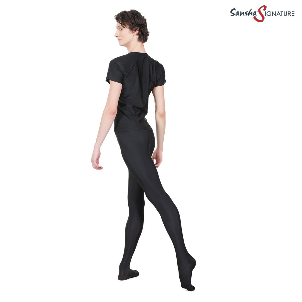 Andriki Mplouza T-Shirt Konto Maniki Sansha Stuart H3051SN Shiny Nylon Spandex Black Back MelizDanceShop