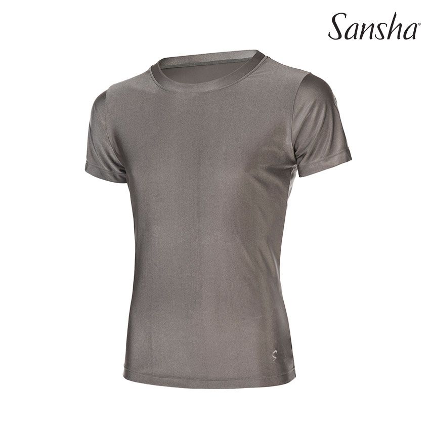 Andriki Mplouza T-Shirt Konto Maniki Sansha Stuart H3051SN Shiny Nylon Spandex Grey MelizDanceShop