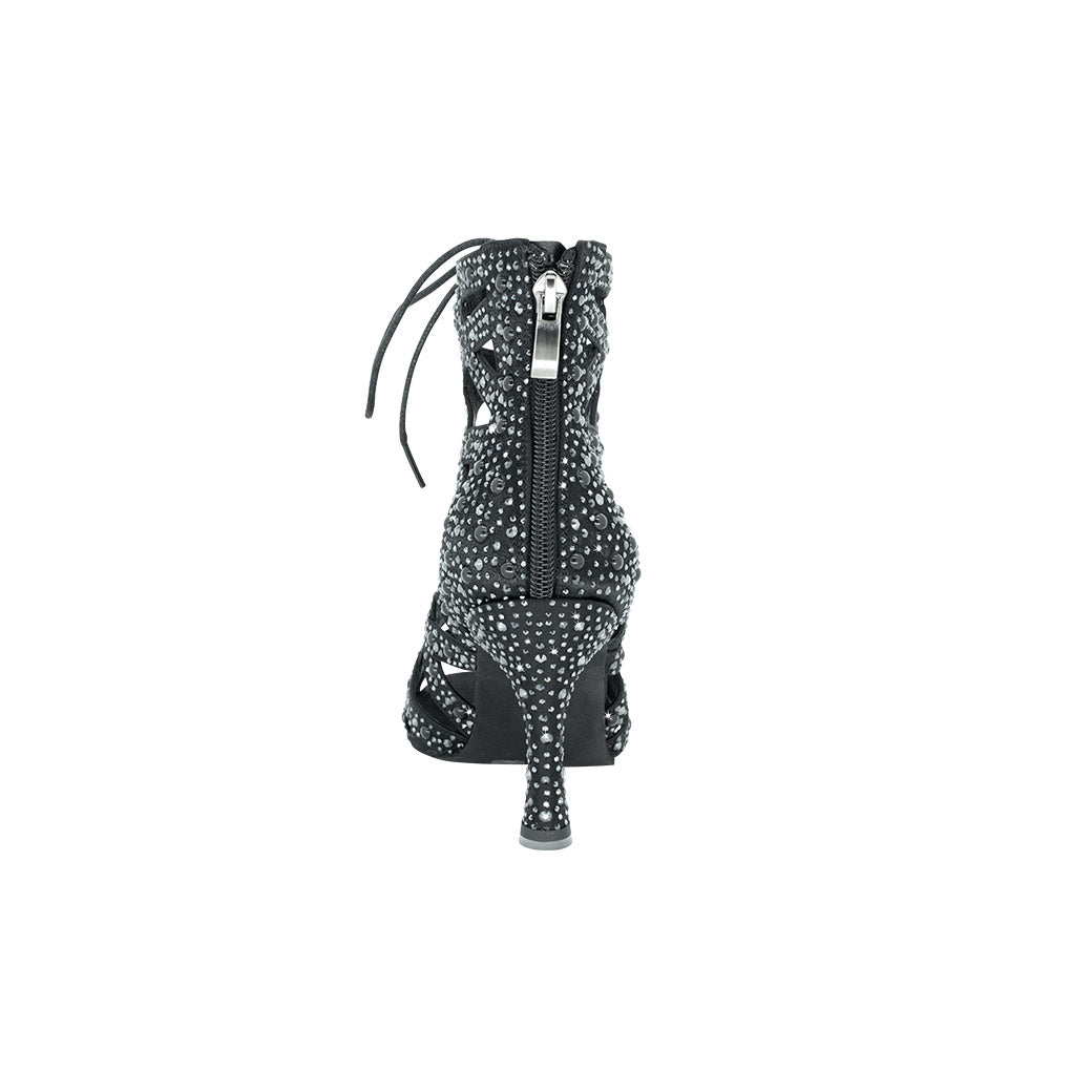 Mpotakia Xorou Gynaikeia Dancin DB19-080-510 Black with Strass Back MelizDanceShop