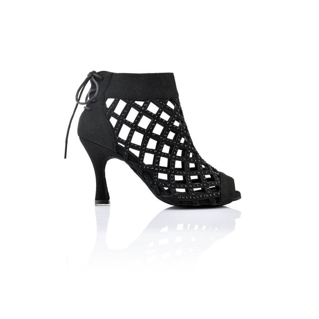 Mpotakia Xorou Gynaikeia Dancin DB30-080-510 Black Net With Rhinestones Profile MelizDanceShop