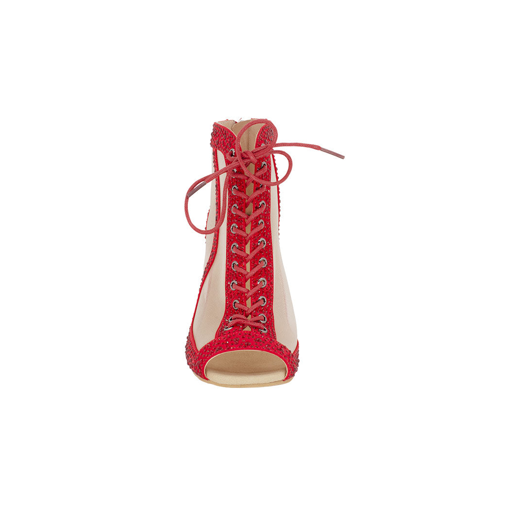 Mpotakia Xorou Gynaikeia Dancin DB42-085-520 Red Me Strass Front MelizDanceShop