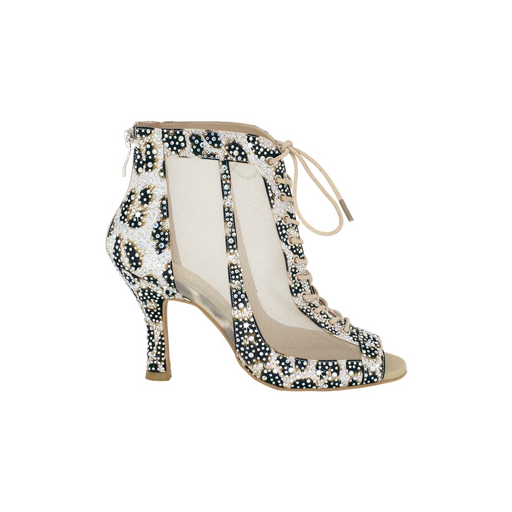 Mpotakia Xorou Gynaikeia Dancin DB44-085-326 Leopard Print with Strass MelizDanceShop