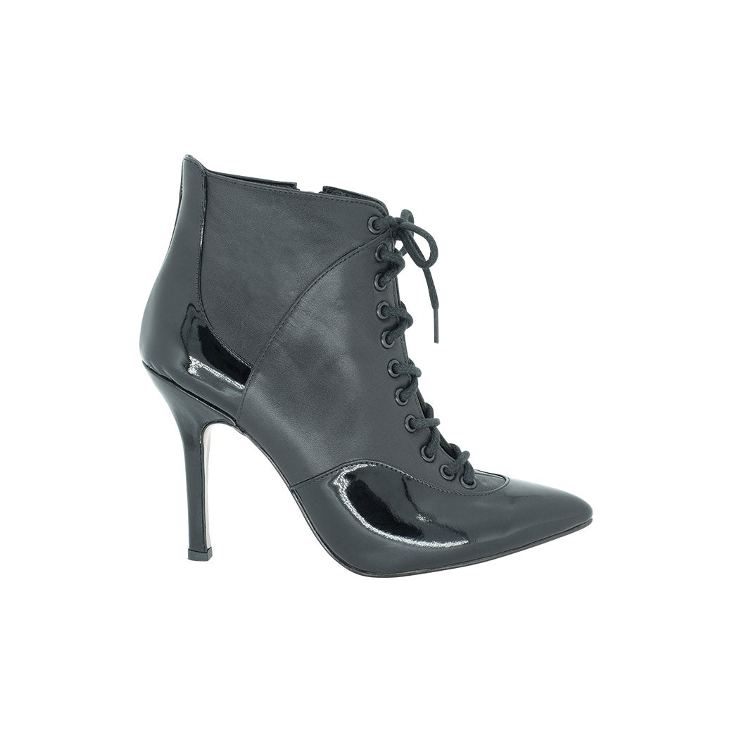Mpotakia Xorou Gynaikeia Dancin SB51-110-510 Leather Mat Black with Patent Black MelizDanceShop