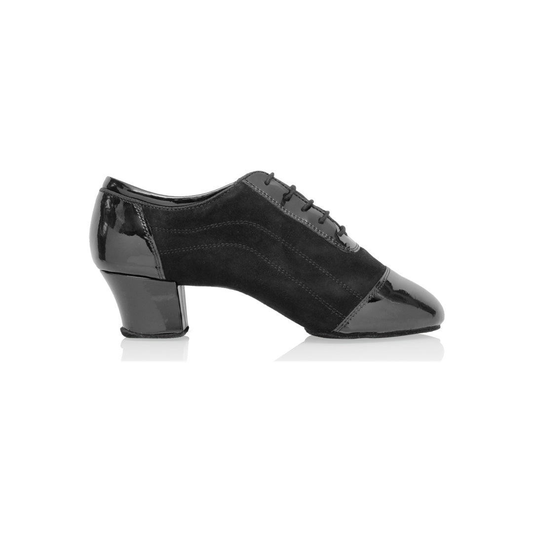 Papoutsia Latin Andrika Xeiropoihta Ray Rose Caspian Suede Nappa Leather Pattent Black Profile MelizDanceShop
