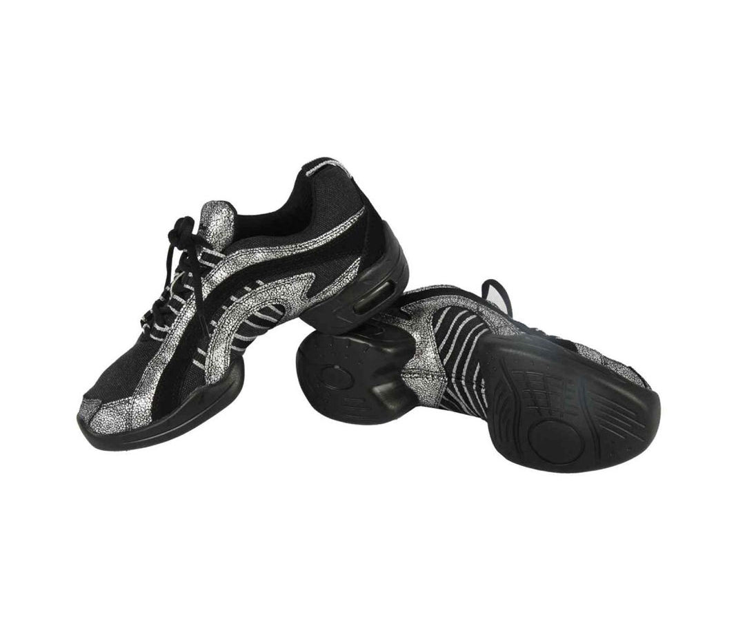 Papoutsia Latin Athlitika Unisex Sneakers Sansha Electron Silver Black Pair MelizDanceShop