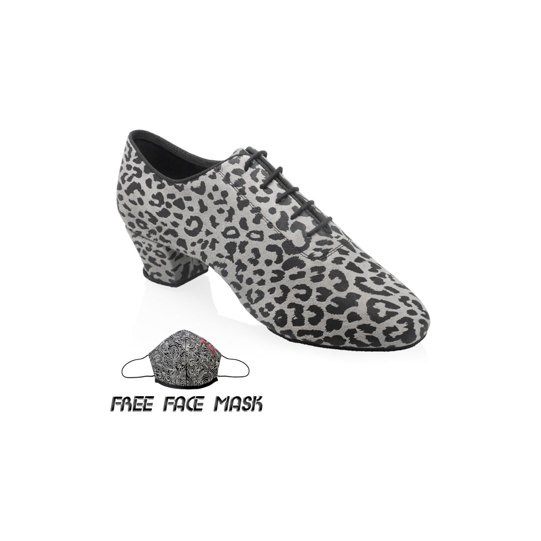 Papoutsia Latin Andrika Xeiropoihta Ray Rose Thunder Grey Leopard Print Leather MelizDanceShop
