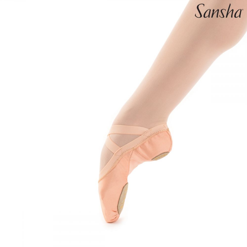 Papoutsia Mpaletou Malaka Elastika Gynaikeia Andrika Sansha Hyper Flex Split Sole Light Pink MelizDanceShop