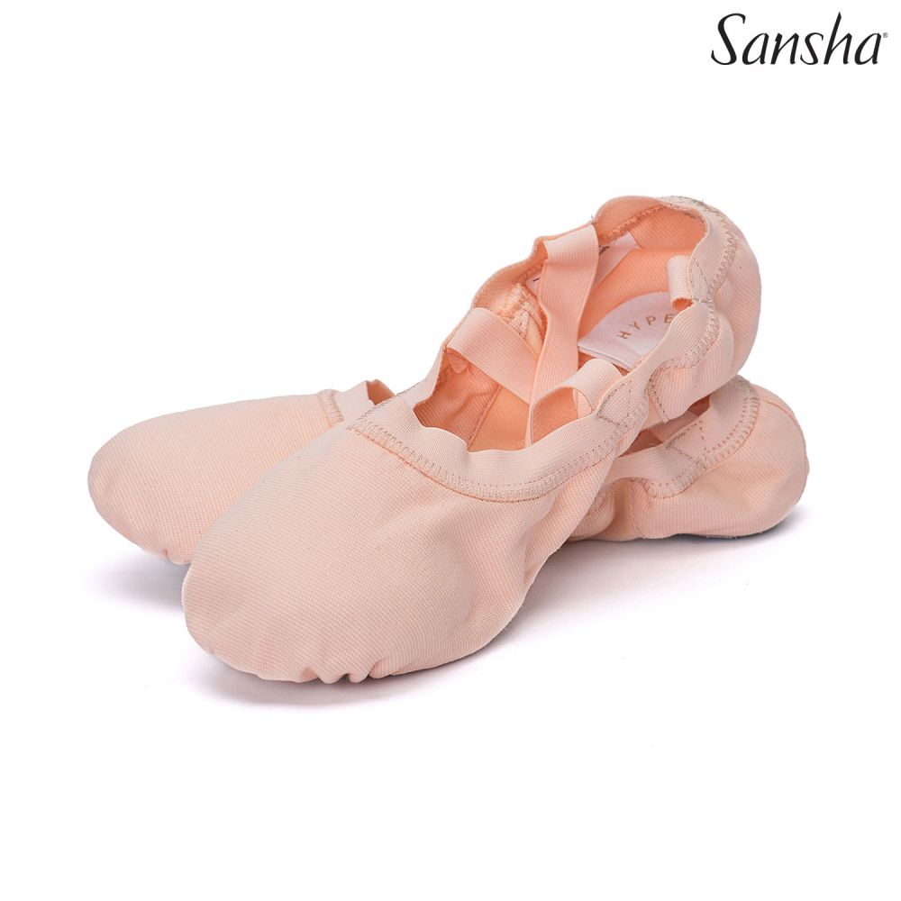 Papoutsia Mpaletou Malaka Elastika Gynaikeia Andrika Sansha Hyper Flex Split Sole Light Pink Pair MelizDanceShop