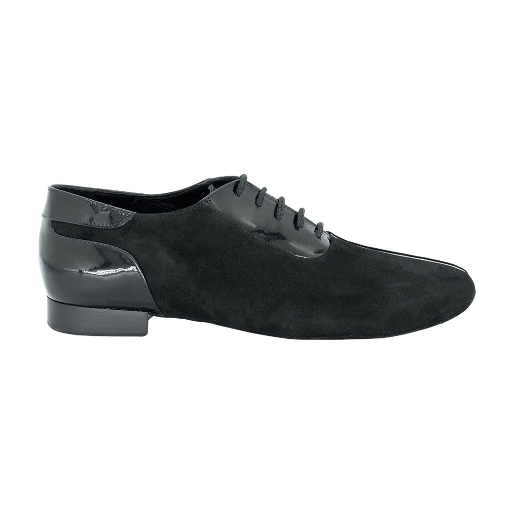 Papoutsia Xorou Andrika Ballroom Street Latin Dancin 4061-015-510 Suede Patent Black Profile MelizDanceSho