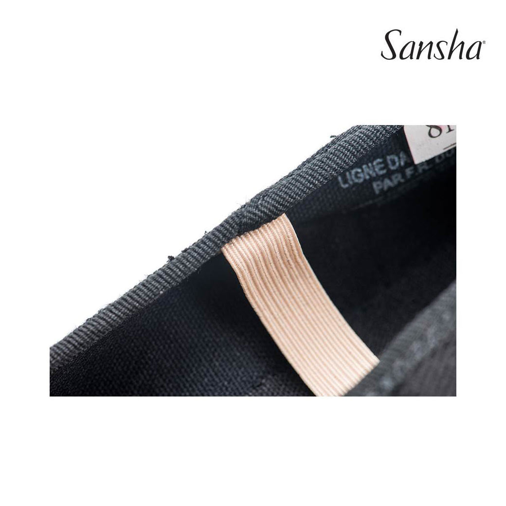 Papoutsia Character Gynaikeia Sansha Tisza Canvas Black Elastic Pink Strap MelizDanceShop