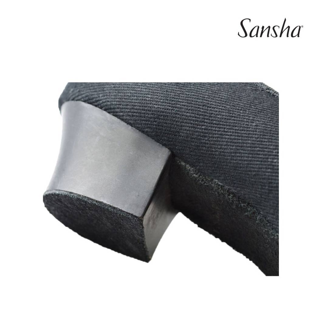 Papoutsia Character Gynaikeia Sansha Tisza Canvas Black Heel MelizDanceShop