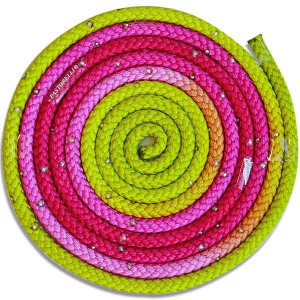 Sxoinaki Rythmikis Gymnastikis Agonistiko Pastorelli Shaded Swarovski AB Rhinestones FIG 02403 Fuchsia Pink Green MelizDanceShop