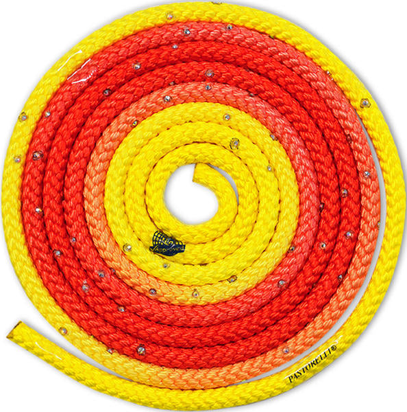 Sxoinaki Rythmikis Gymnastikis Agonistiko Pastorelli Shaded Swarovski AB Rhinestones FIG 02403 Red Yellow MelizDanceShop