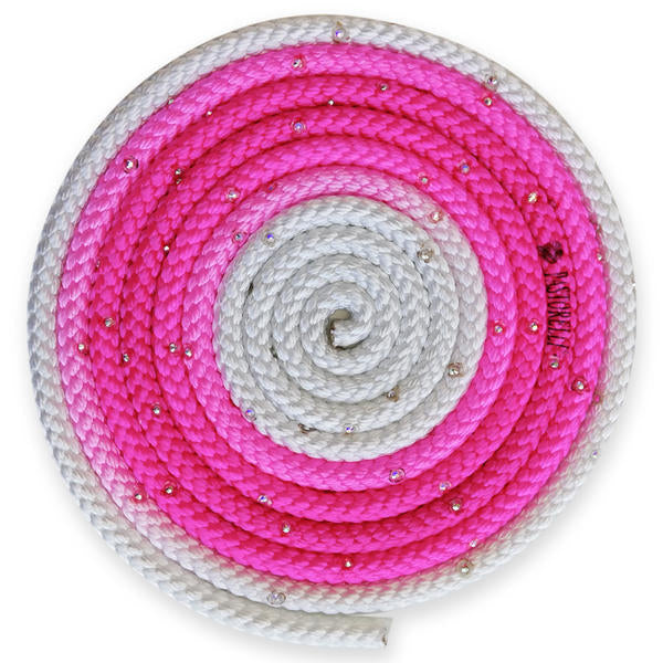 Sxoinaki Rythmikis Gymnastikis Agonistiko Pastorelli Shaded Swarovski AB Rhinestones FIG 02403 White Fluo Pink MelizDanceShop