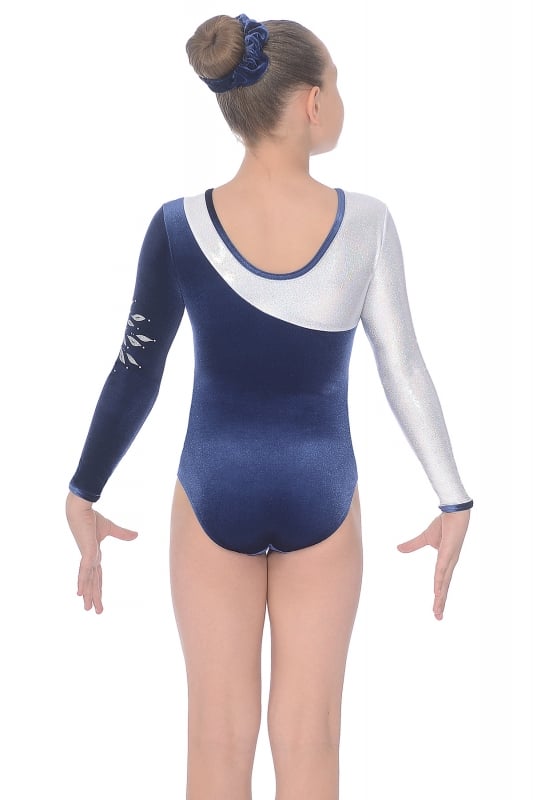 Kormaki Rythmikis Enorganis Gymnastikis The Zone Eclipse Makri Maniki Veloudino Metalliki Lykra Stras Navy Back MelizDanceShop