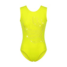 Agonistiko Kormaki Enorganis Gymnastikis Refresh Flames Leotard Lycra Fluorescent Yellow MelizDanceShop