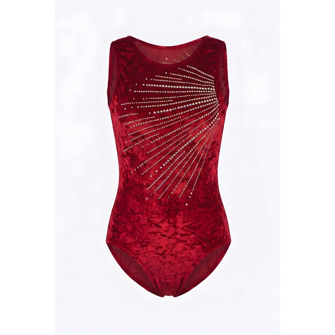 Agonistiko Kormaki Enoragnis Gymnastikis Refresh Starbeam Leotard Velour Burgundy MelizDanceShop