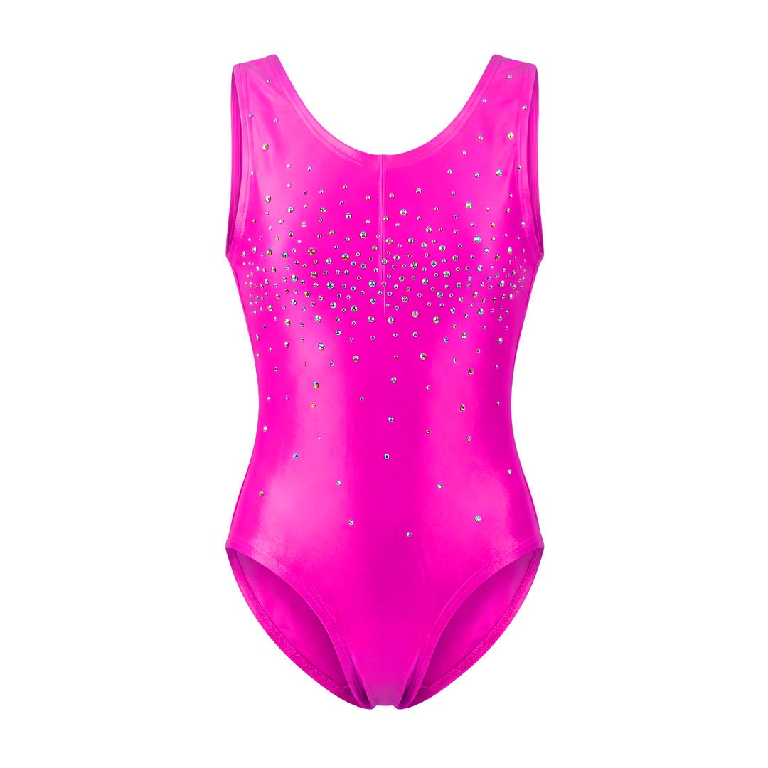 Agonistiko Paidiko Kormaki Enorganis Gymnastikis Refresh Sparkles Basic Leotard C Hot Pink MelizDanceShop