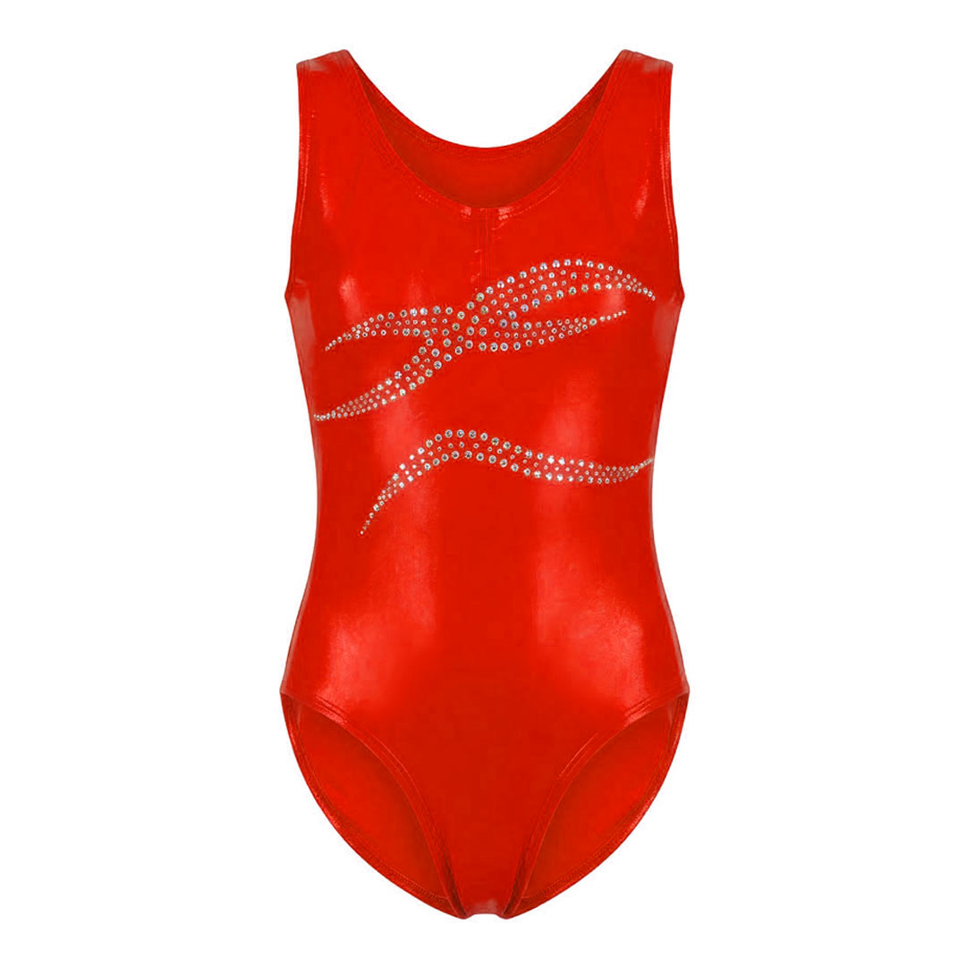 Agonistiko Paidiko Kormaki Enorganis Gymnastikis Refresh Waves Basic Leotard C Red MelizDanceShop
