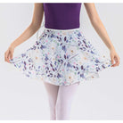 Fousta Mpaletou Gynaikeia Floral Dux Dance 4CXH Women Fashion Ballet Skirt Wrap Around Chiffon White with Purple Fowers Zoom MelizDanceShop