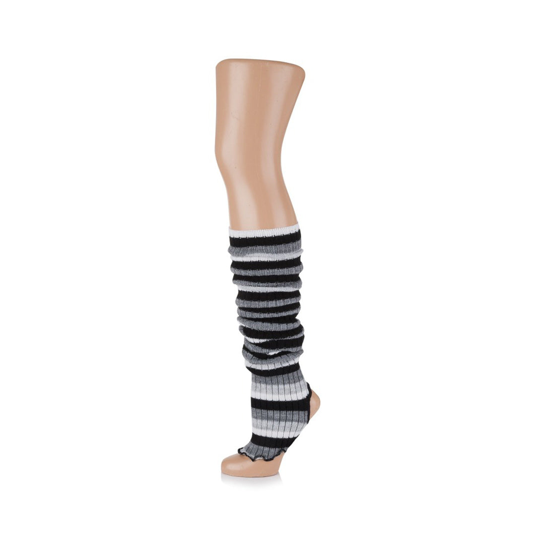 Gketes Xorou Rige Me Tripa Freed Of London STL WARM Grey Black White  Striped Stirrup Leg Warmenrs MelizDanceShop